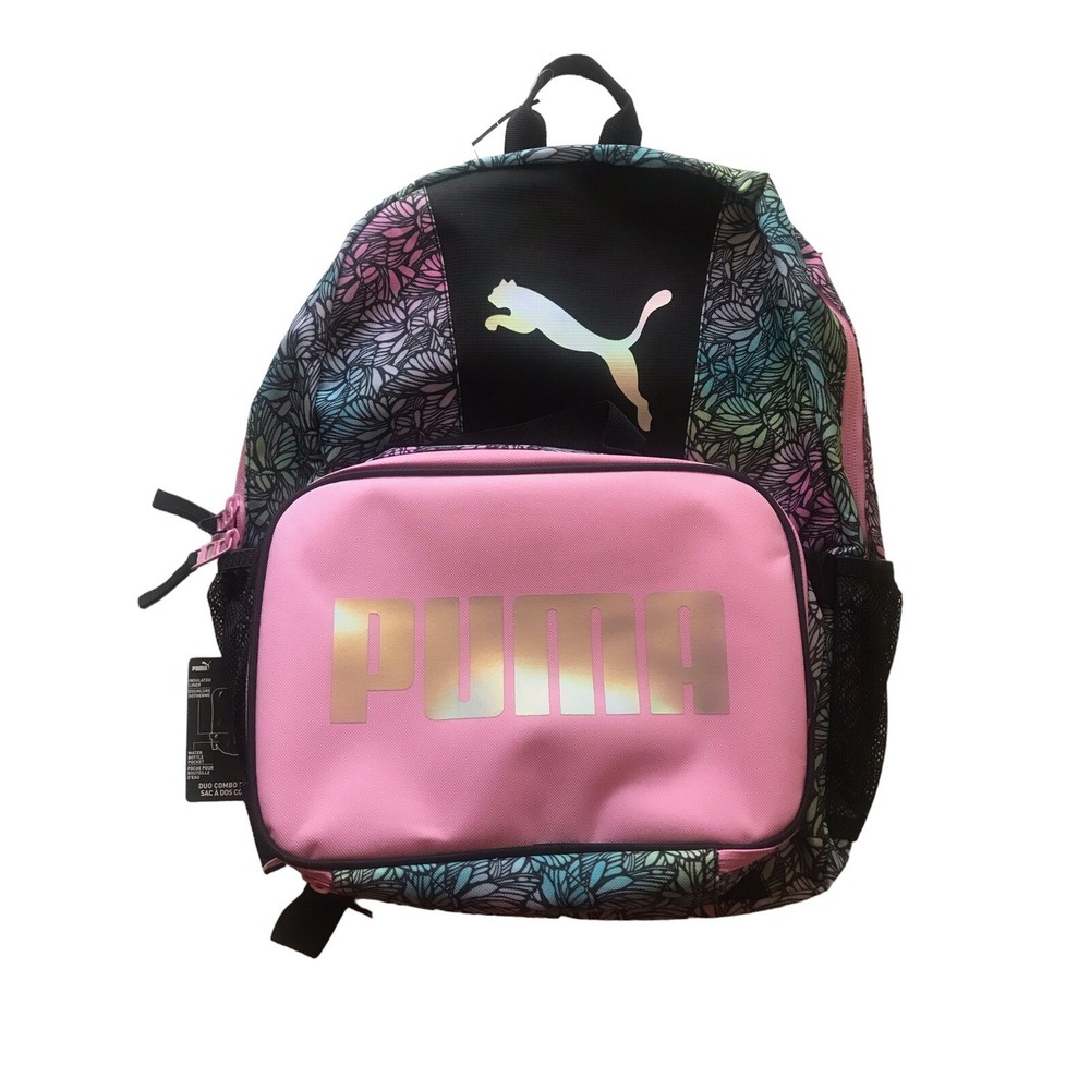 Puma Unisex Child Evercat Lunch Kit Combo Backpack Lunchbox Pink/Yellow Color